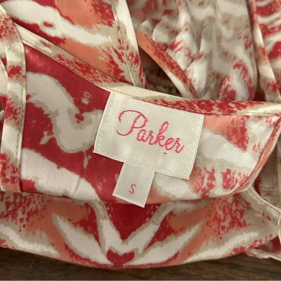 Parker Silk Split Ruffled Waist Marbled Tie Dye Mini Dress - Picture 5 of 10